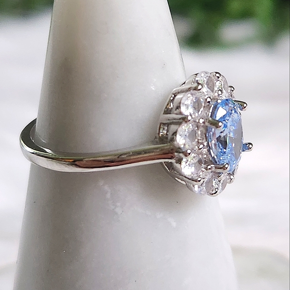 NWT Ryze Aquamarine Cubic Zirconia .925 Sterling Silver Ring - Multiple Sizes - Picture 5 of 10
